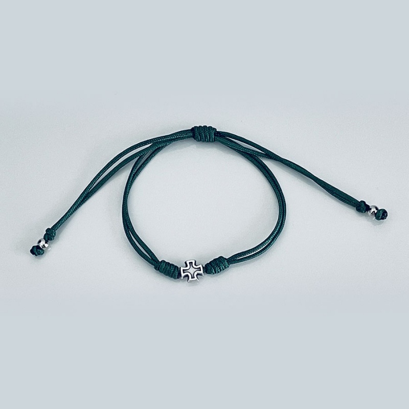 cross_clear_bracelet_two_strings_olive_green_thread-ccb13-x