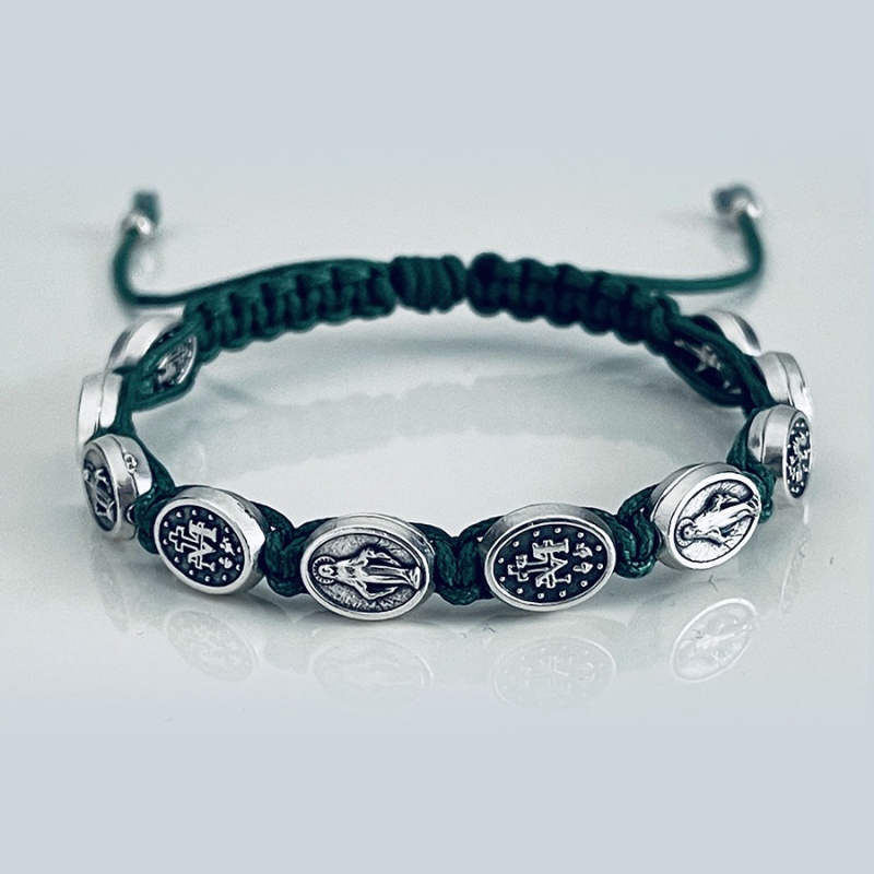 miraculous_silver_bracelet_olive_green_thread-msb13-x