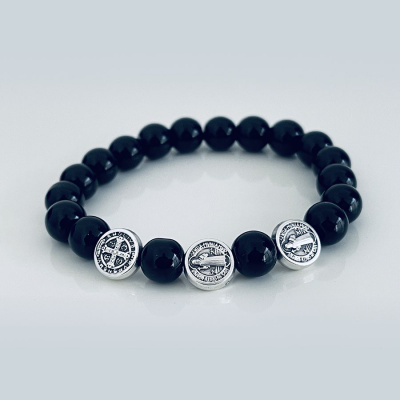 St Benedict pearl silver bracelet