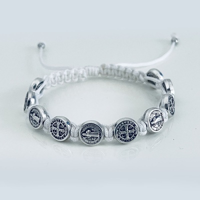 st_benedict_silver_bracelet_white_thread-sbsb7-x