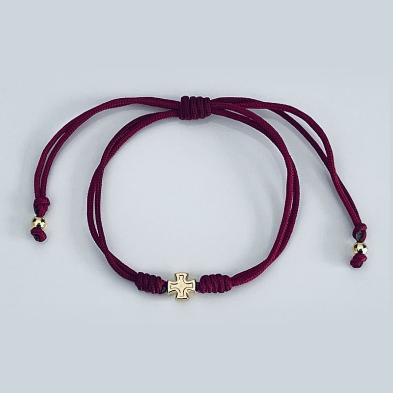 cross_gold_string_bracelet_maroon_thread-cgs19-x