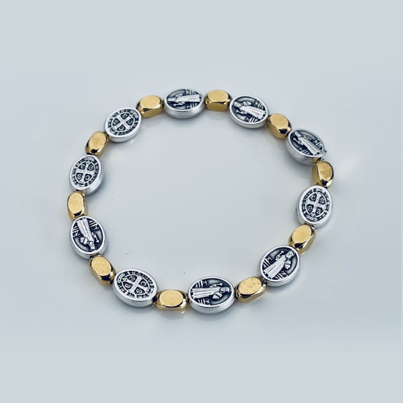 silver_st_benedict_bracelet_oval_with_gold_beads-sbbogb-x