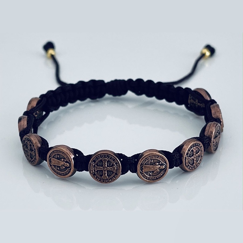 st_benedict_bronze_bracelet_black_thread-sbbb1