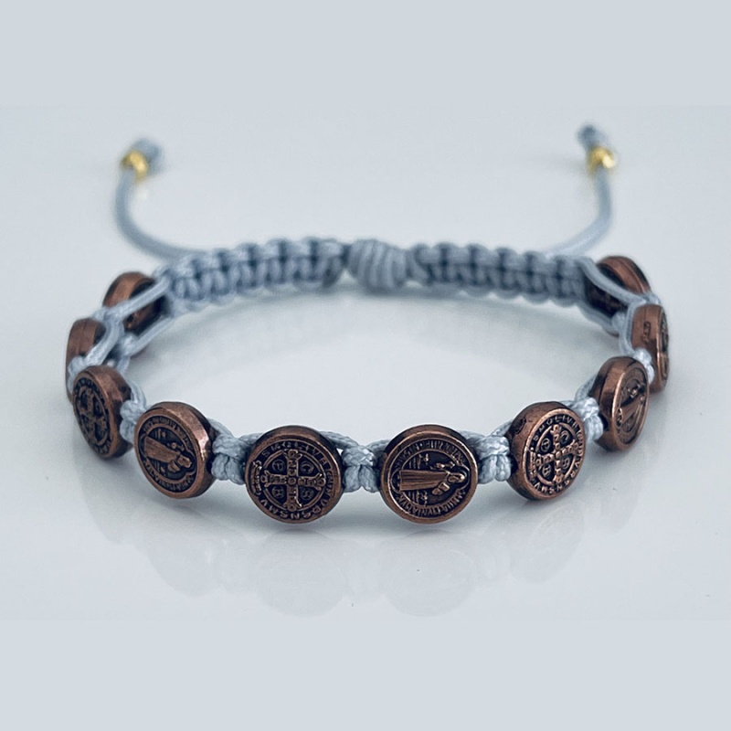 st_benedict_bronze_bracelet_grey_thread-sbbb3
