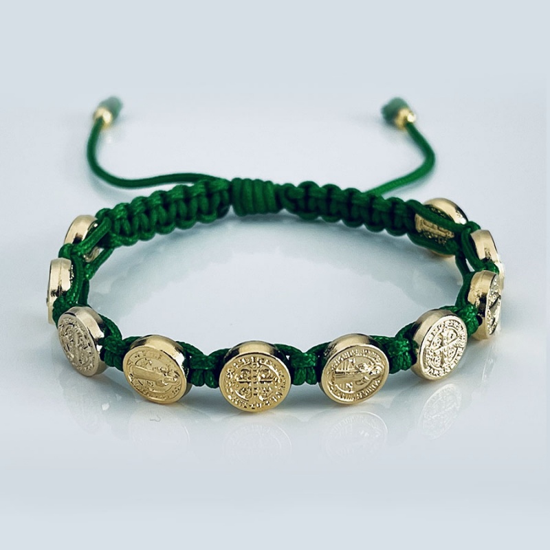 st_benedict_gold_bracelet_green_thread-sbgb12-x