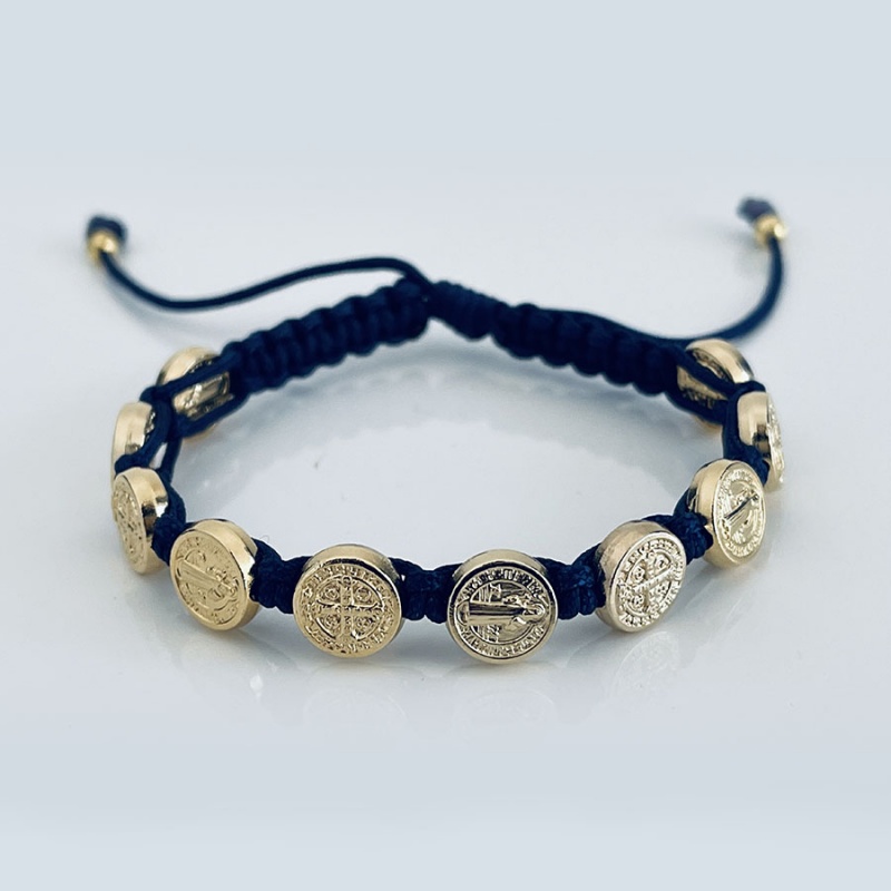 st_benedict_gold_bracelet_navy_blue_thread-sbgb8-x