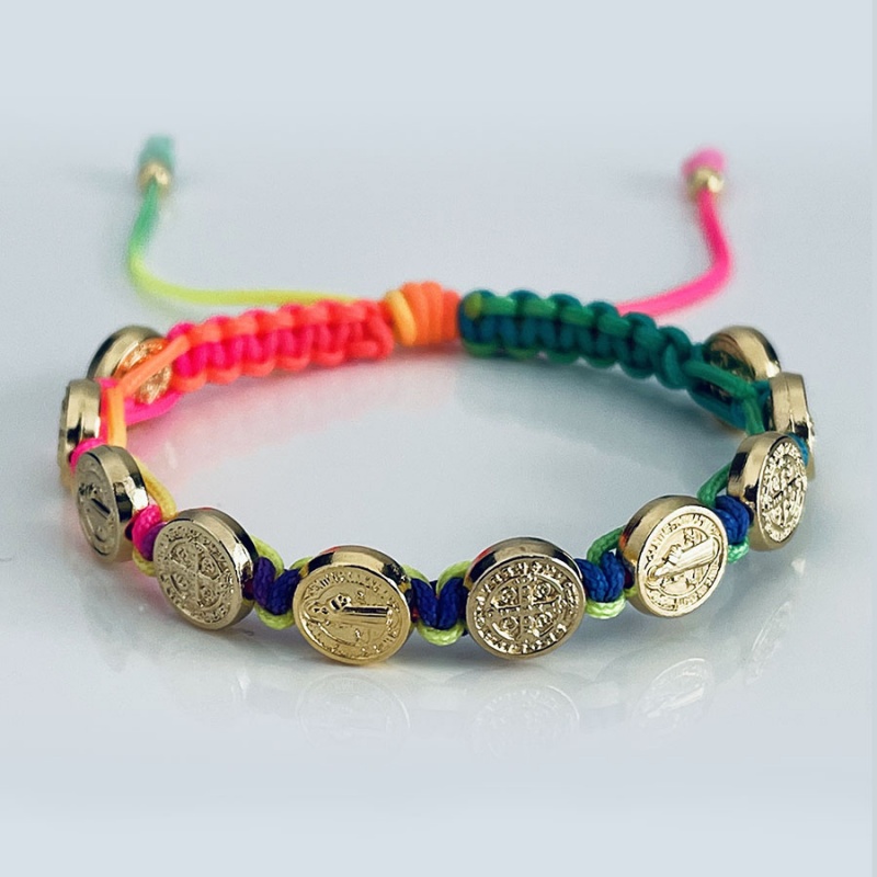 st_benedict_gold_bracelet_neon_thread-sbgb18-x