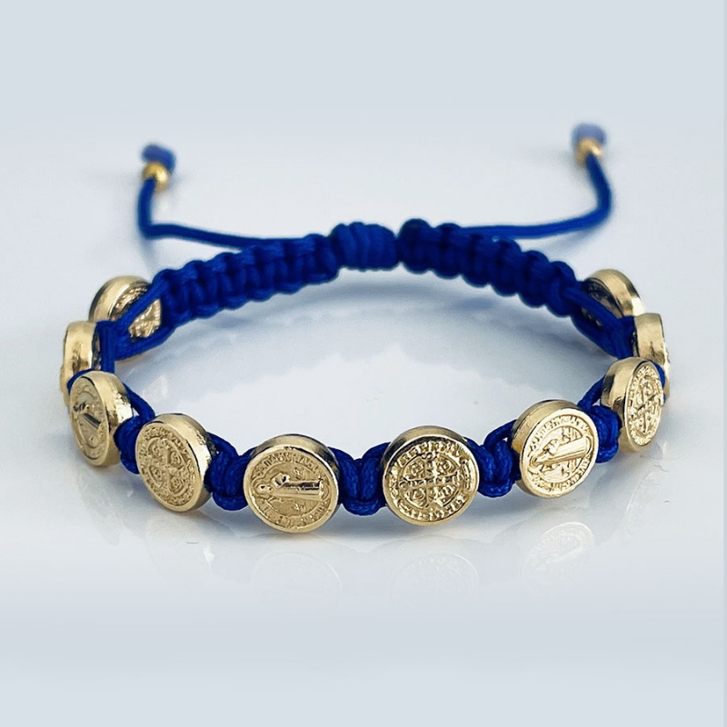 st_benedict_gold_bracelet_royal_blue_thread-sbgb10-x
