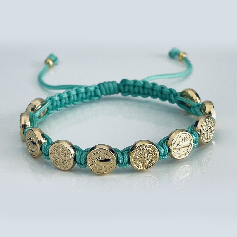 st_benedict_gold_bracelet_turquoise_thread-sbgb9-x