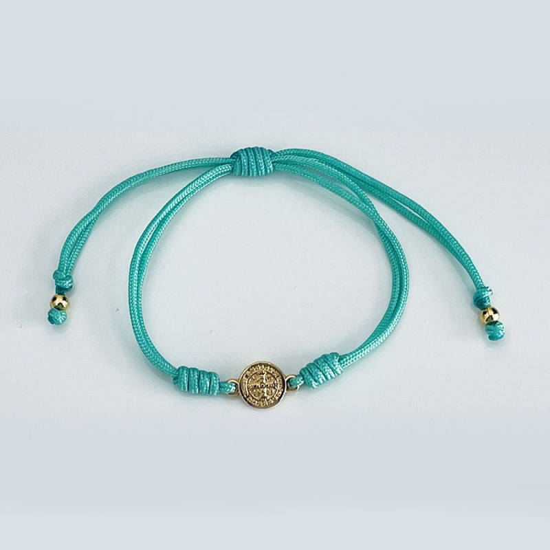 st_benedict_gold_string_bracelet_turquoise_thread-sbgsb9-x