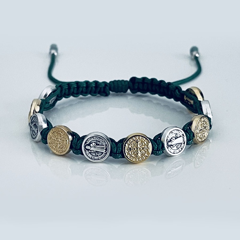 st_benedict_mix_bracelet_olive_green_thread-sbmb13-x