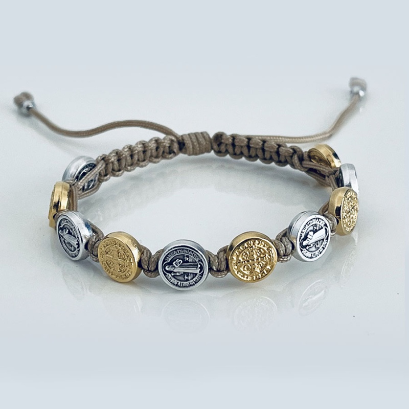 st_benedict_mix_bracelet_tan_thread-sbmb5-x