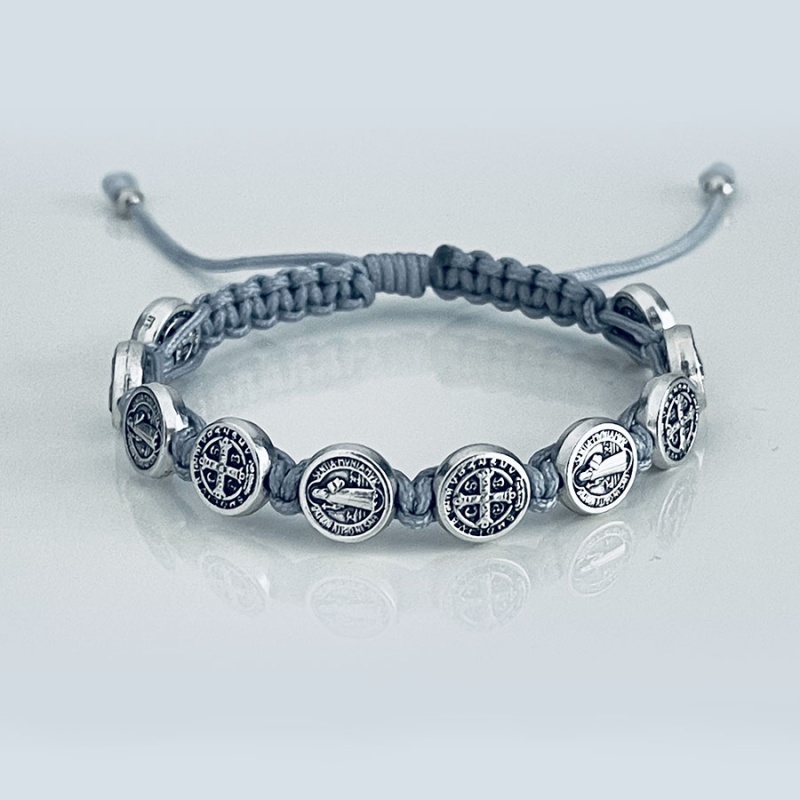 st_benedict_silver_bracelet_grey_thread-sbsb3-x