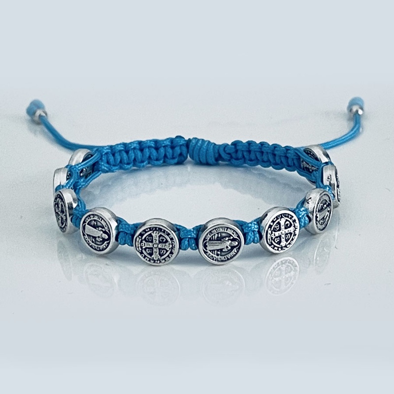 st_benedict_silver_bracelet_light_blue_thread-sbsb11-x