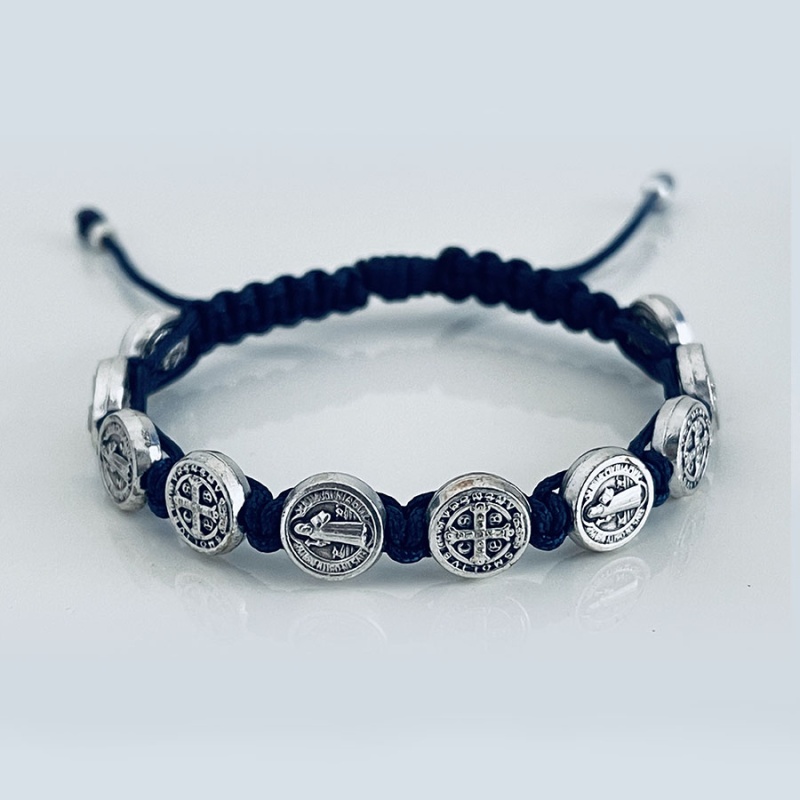 st_benedict_silver_bracelet_navy_blue_thread-sbsb8-x