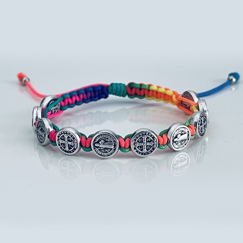 st_benedict_silver_bracelet_neon_thread-sbsb18-x