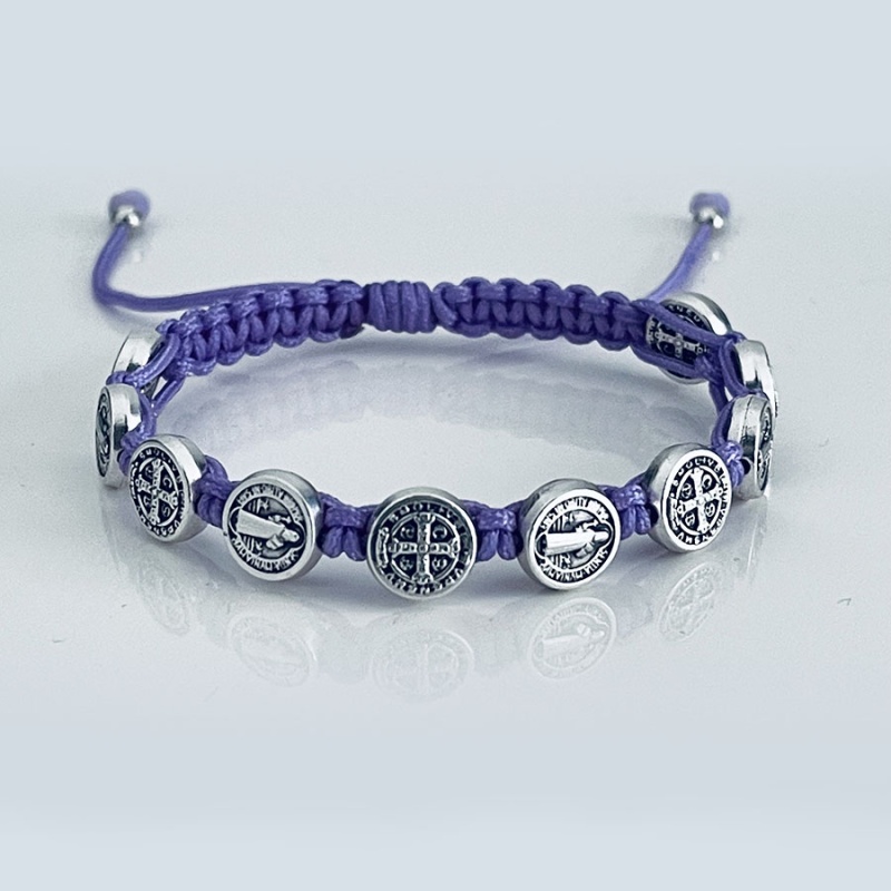 st_benedict_silver_bracelet_purple_thread-sbsb20-x