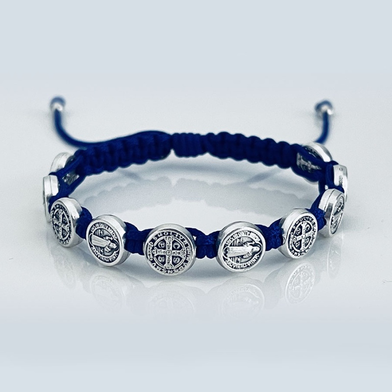 st_benedict_silver_bracelet_royal_blue_thread-sbsb10-x