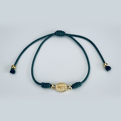 miraculous_gold_bracelet_on_one_string_olive_green_thread-mgob13-x